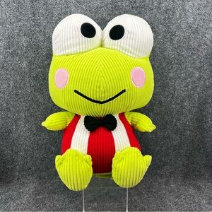 Sanrio Keroppi Frog Large Corduroy 16x11 Plush Red & White Stripe W/Bow Tie 2024